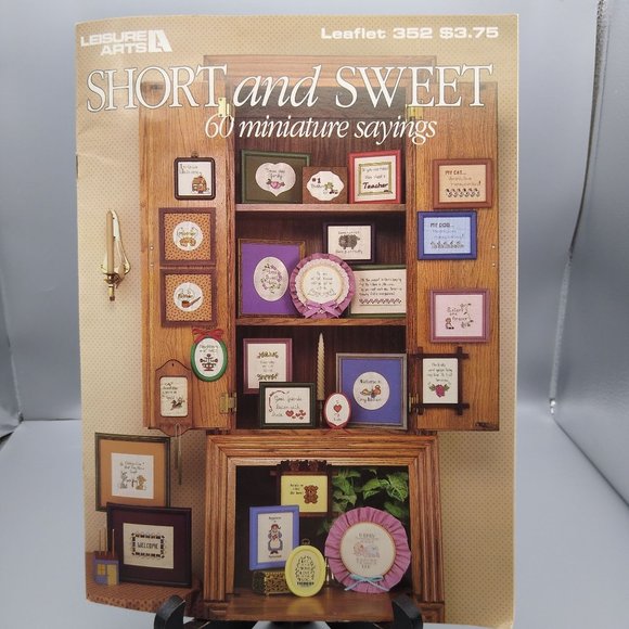Vintage Cross Stitch Patterns, Short and Sweet 60 Miniature Sayings, Leisure Art - Picture 1 of 2